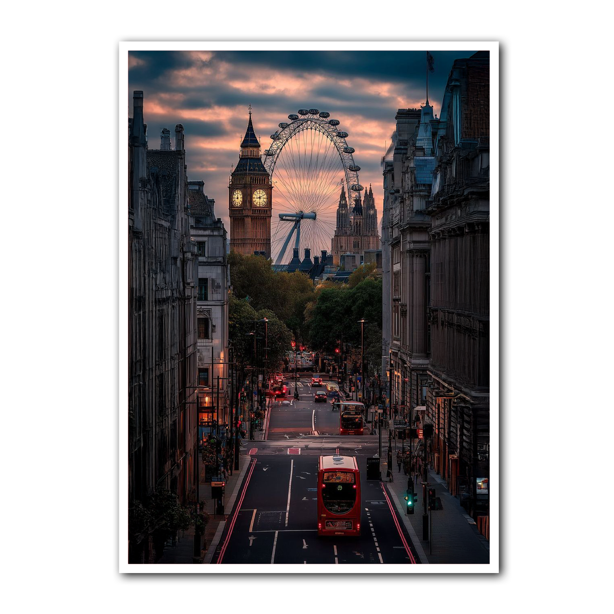 “Evening in London” – Big Ben & London Eye Metal  Wall Art