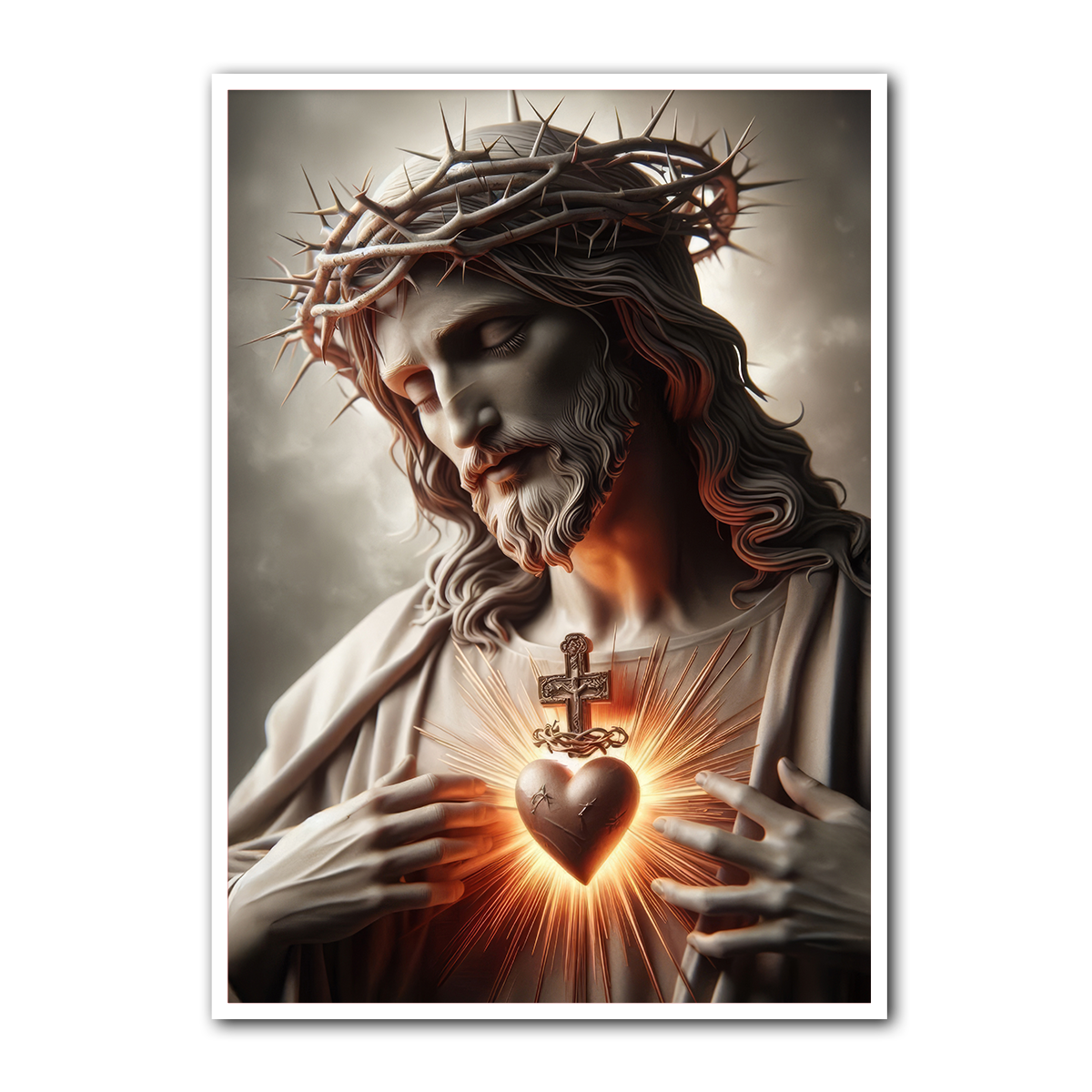 The Suffering Savior – Sacred Heart of Jesus  Metal Wall Art