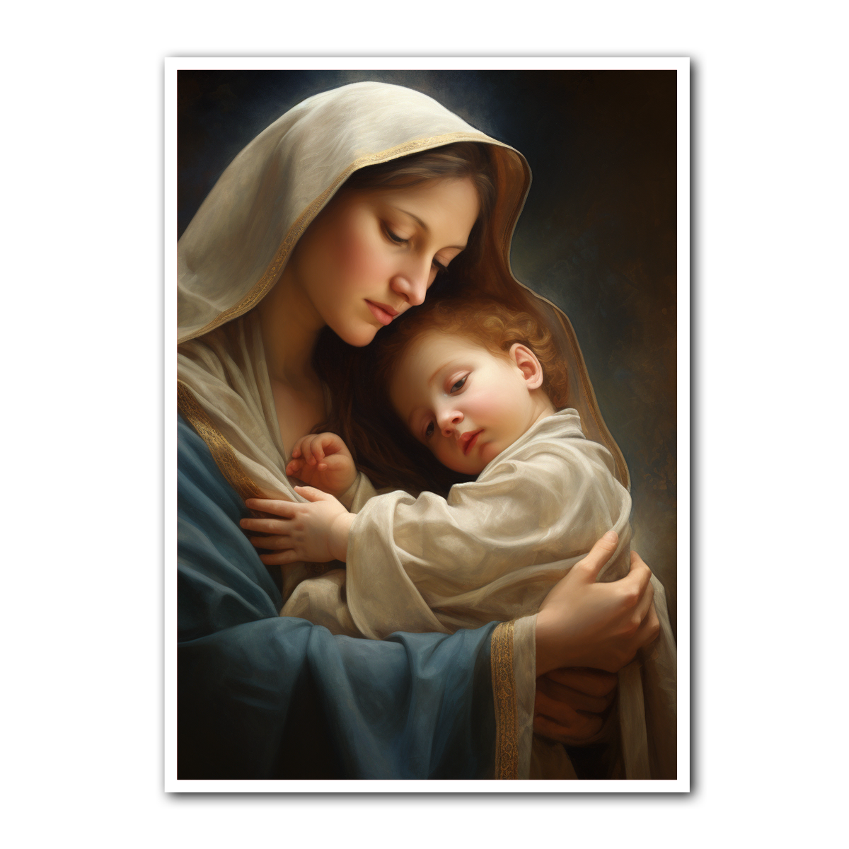 The Virgin’s Embrace – Mary & Jesus HD Metal Wall Art