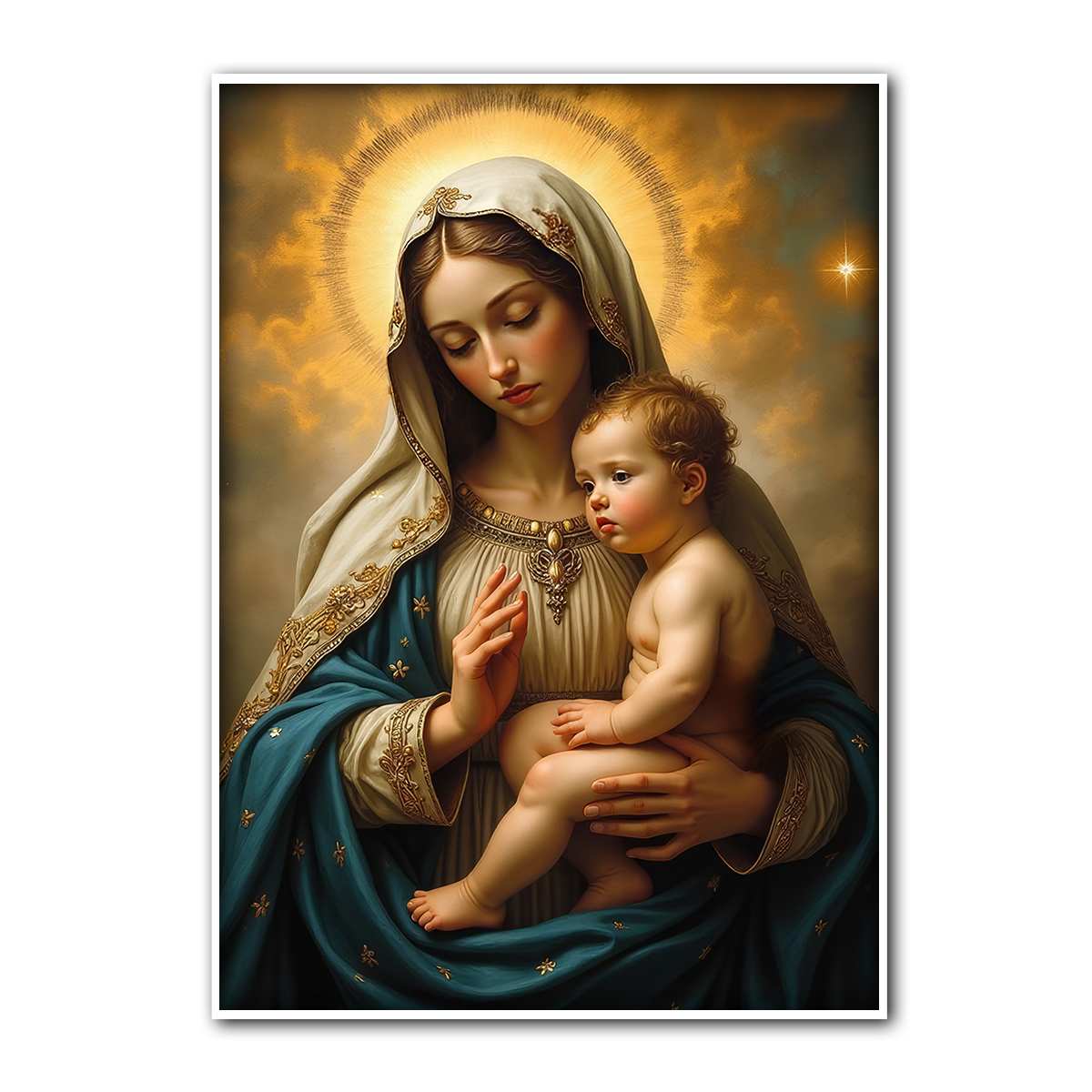 Mother Mary with Child Metal Wall Art