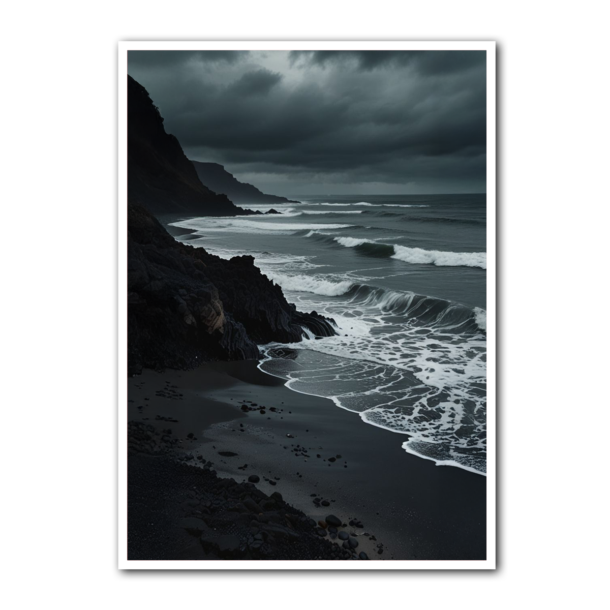 “Midnight Tide” – Moody Ocean Wall Art | HD Metal Print