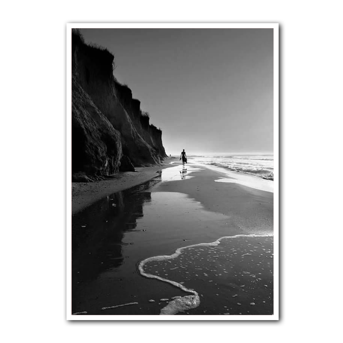 “Walk of Stillness” – Monochrome Beach  Metal Wall Art