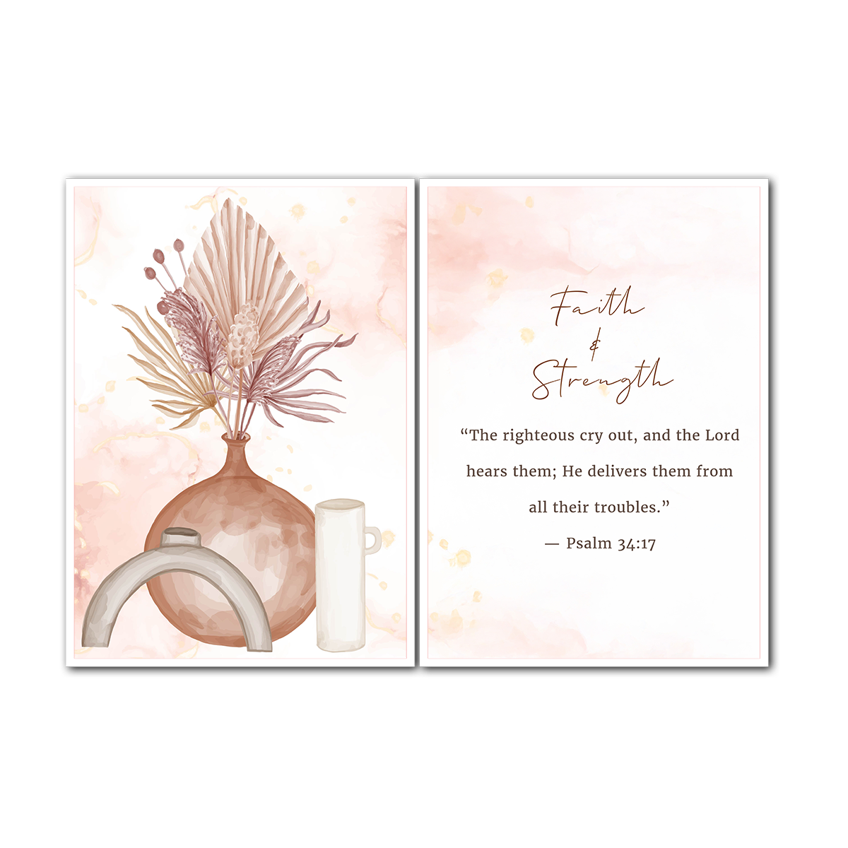 Faith & Strength – Psalm 34:17 - 2 Panel Metal  Wall Art