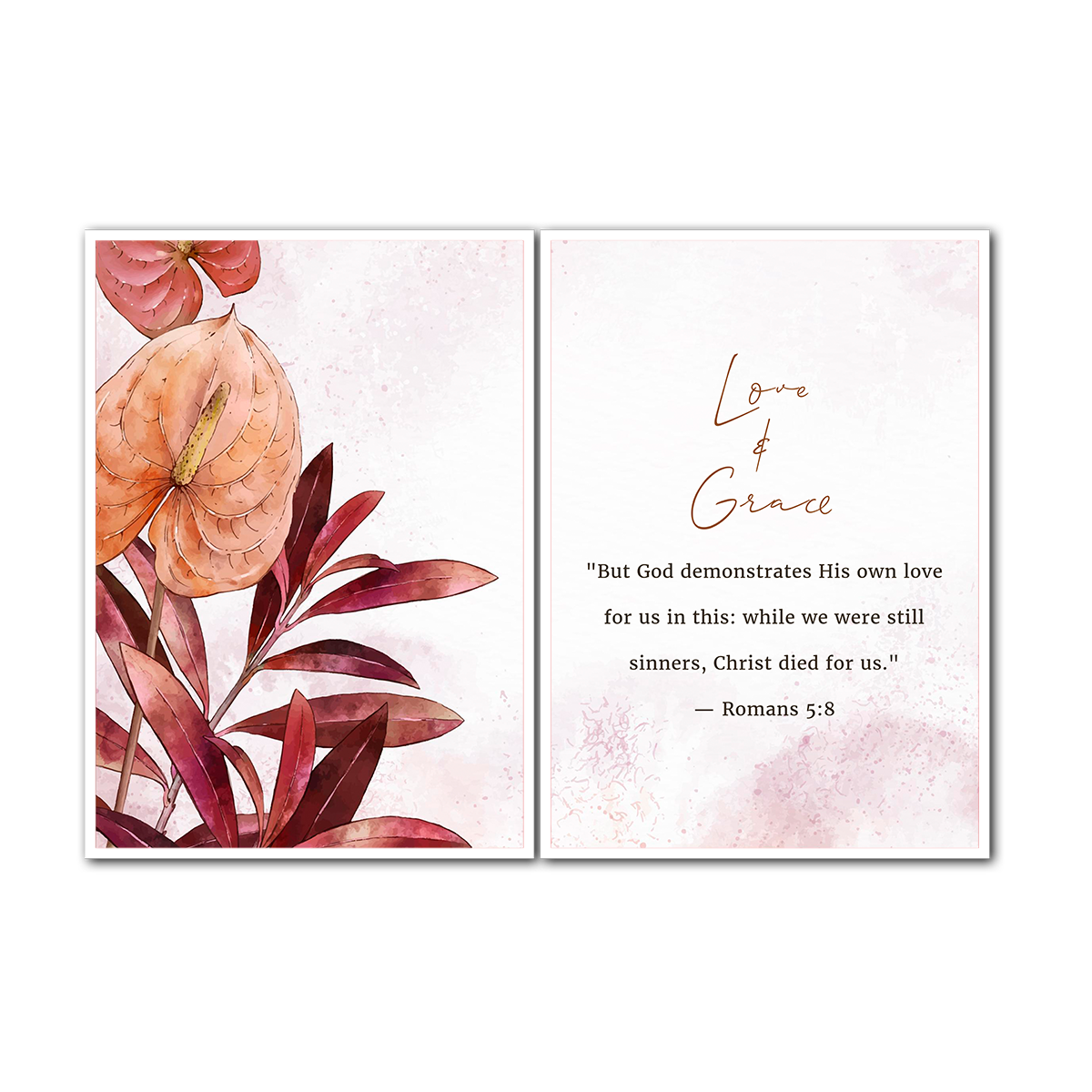 Love & Grace – Romans 5:8 - 2 Panel Metal Wall Art