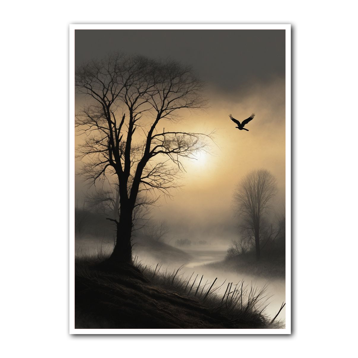 “Whispers of Dawn” – Tranquil Sunrise Nature Metal  Wall Art