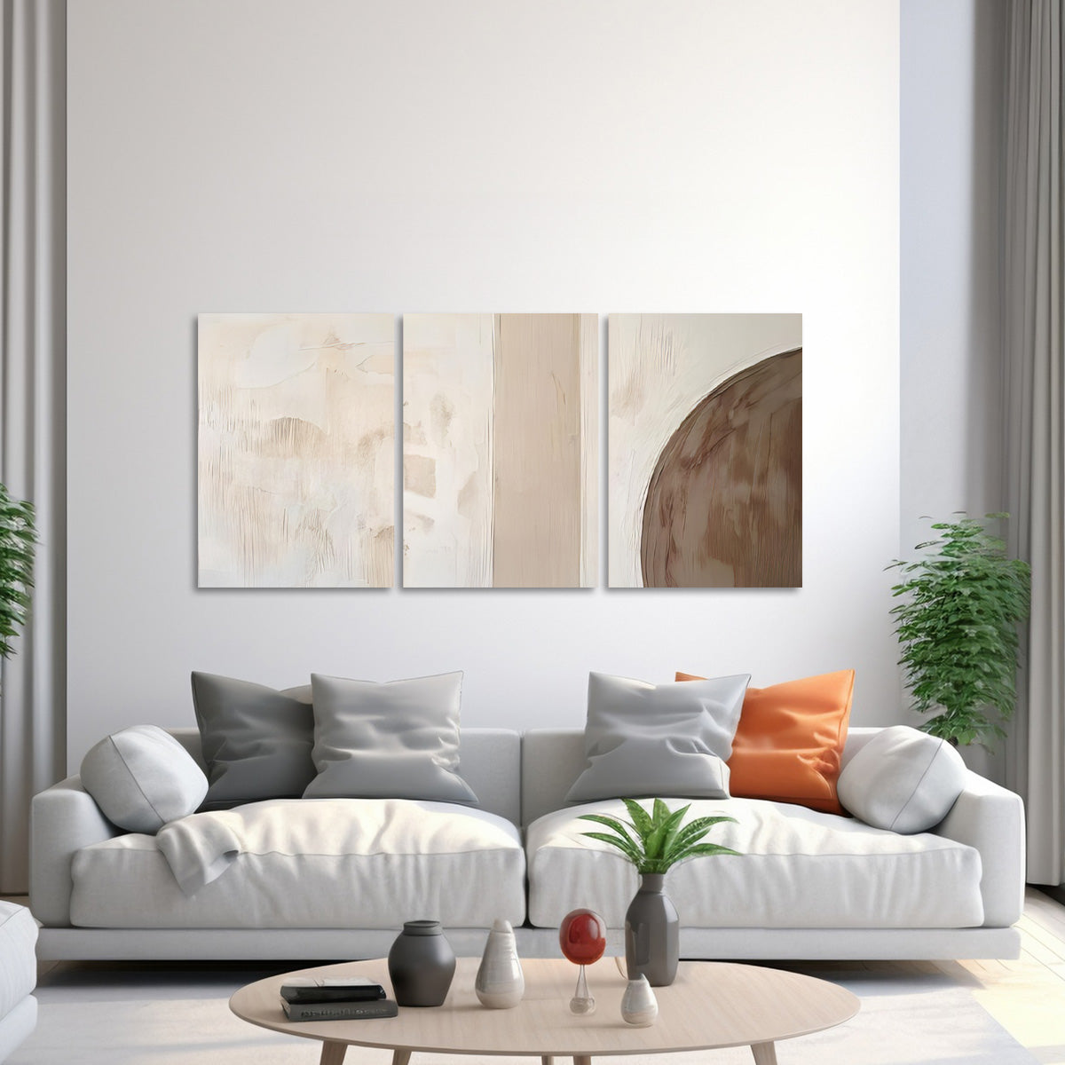 “Neutral Balance” – 3-Panel Metal Wall Art