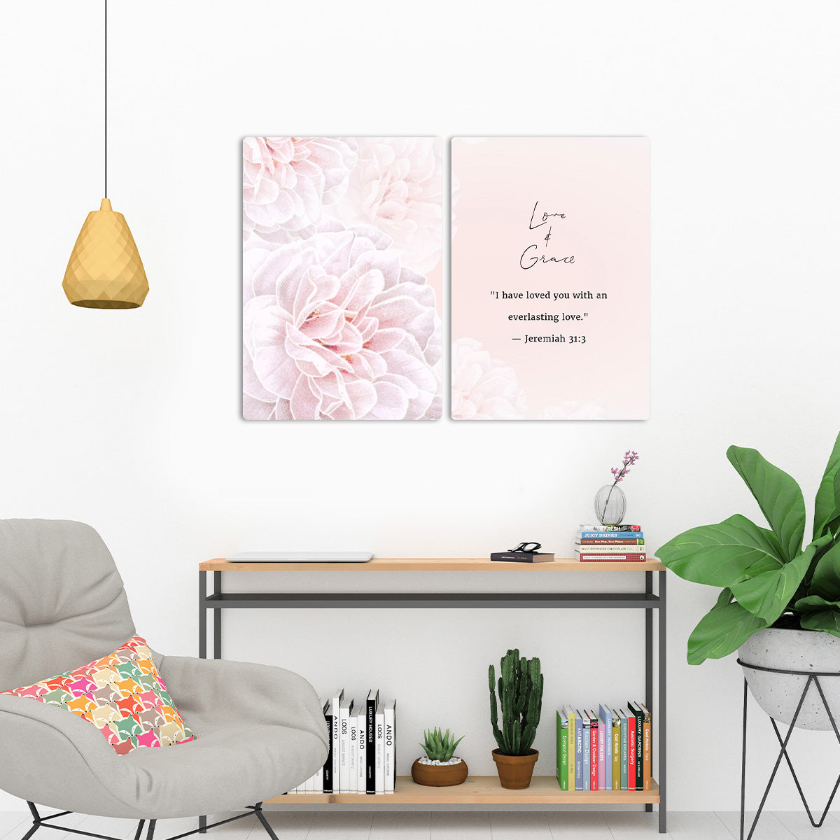 Love & Grace – Jeremiah 31:3 - 2 Panel Metal  Wall Art