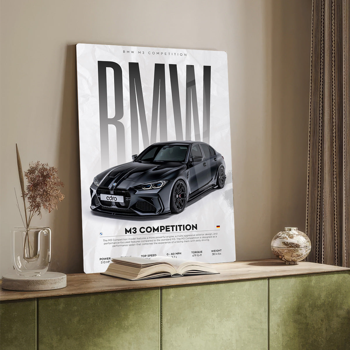 BMW M3 Competition Supercar Mental Wall Art