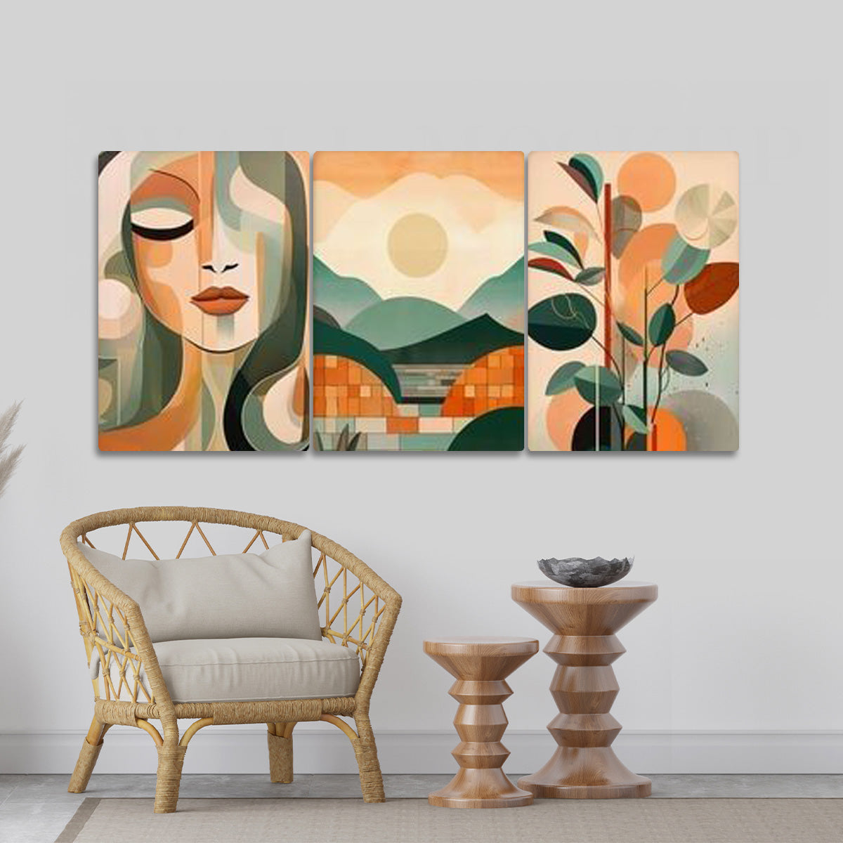 “Serene Harmony” – 3-Panel Abstract Metal Wall Art