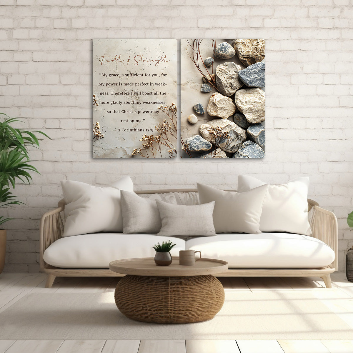 Grace in Weakness – 2 Corinthians 12:9 - 2 Panel Metal Wall Art