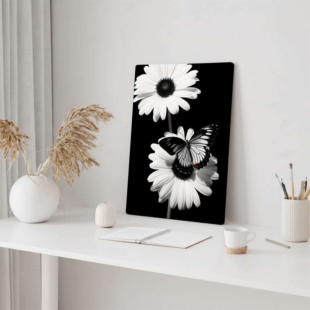 “Grace in Bloom” – Butterfly & Daisy Metal  Wall Art