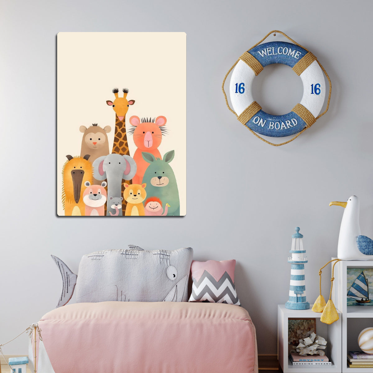“Jungle Friends” Kids Metal Wall Art