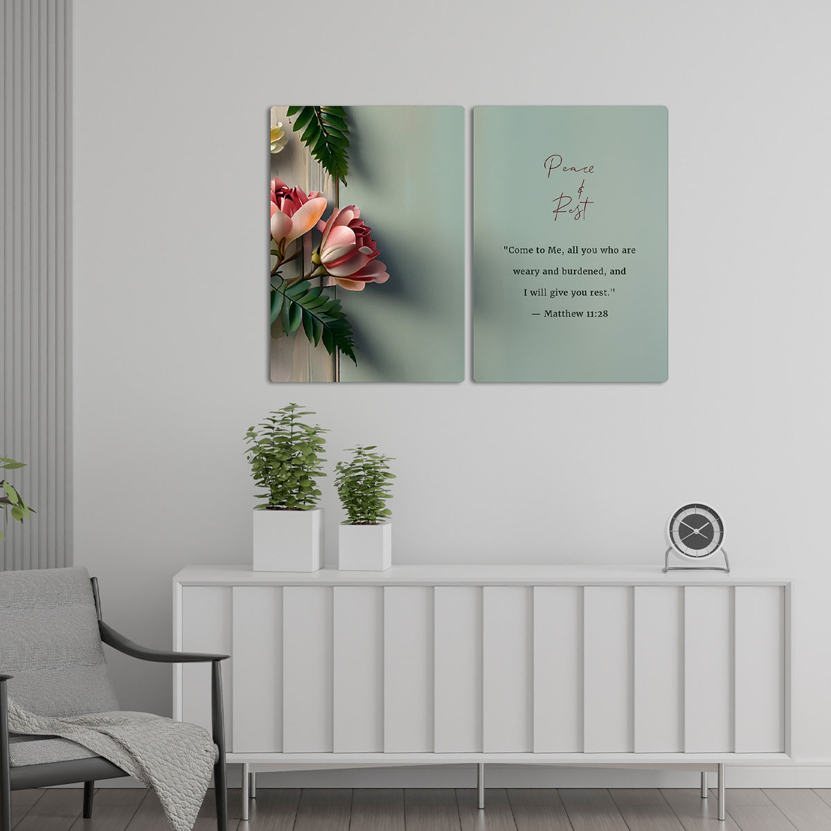 Peace & Rest – Matthew 11:28 - 2 Panel Metal Wall Art