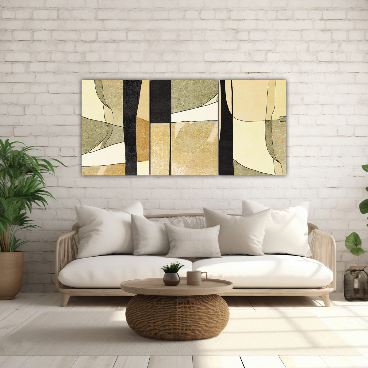 "Modern Tranquility" – 3-Panel Abstract Metal Wall Art
