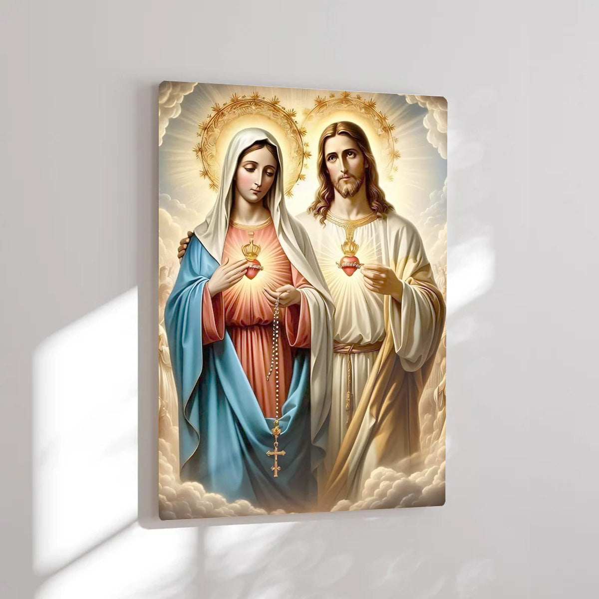 Sacred Hearts of Jesus and Mary – Divine Love HD Metal Wall Art