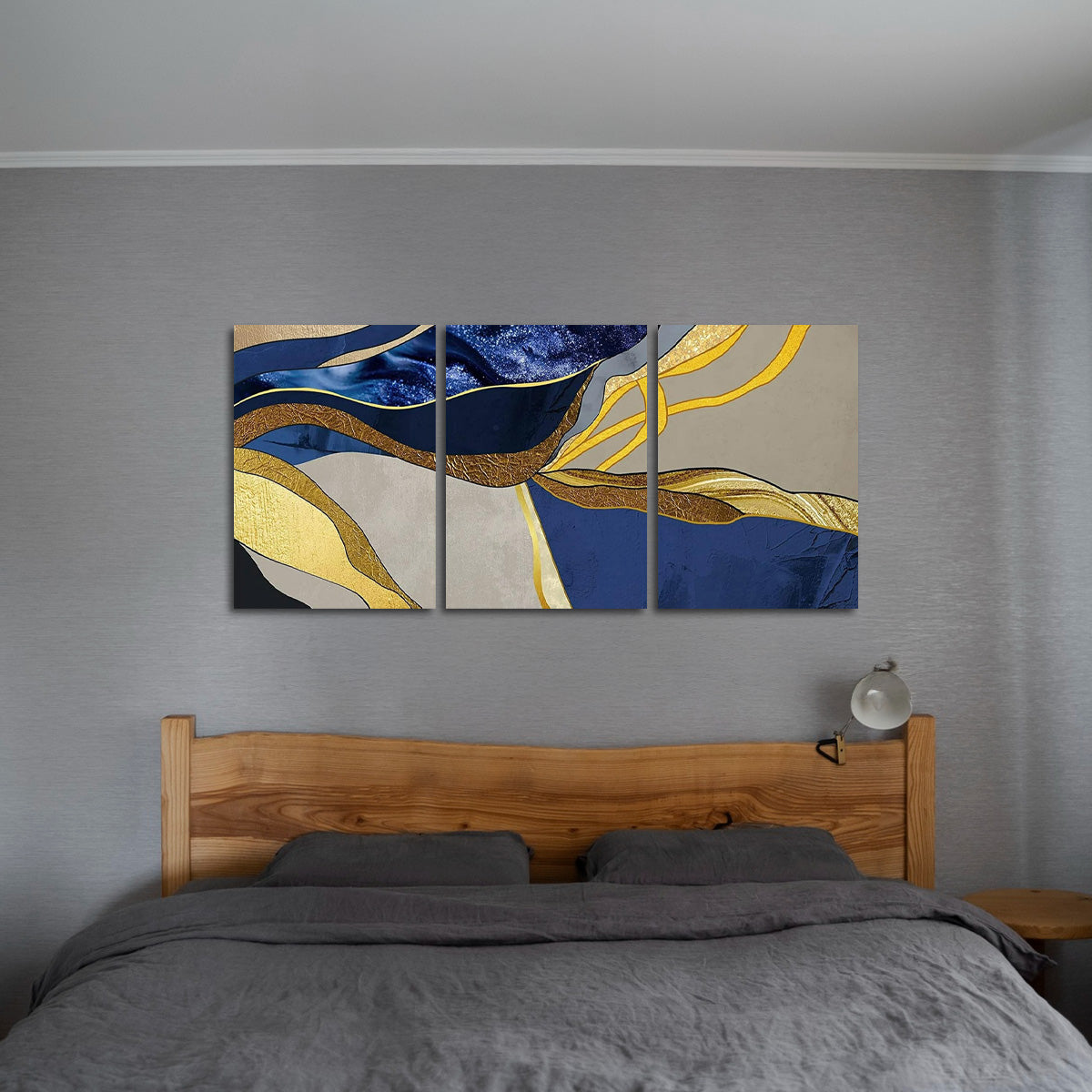 "Golden Waves" – 3-Panel Metal Wall Art