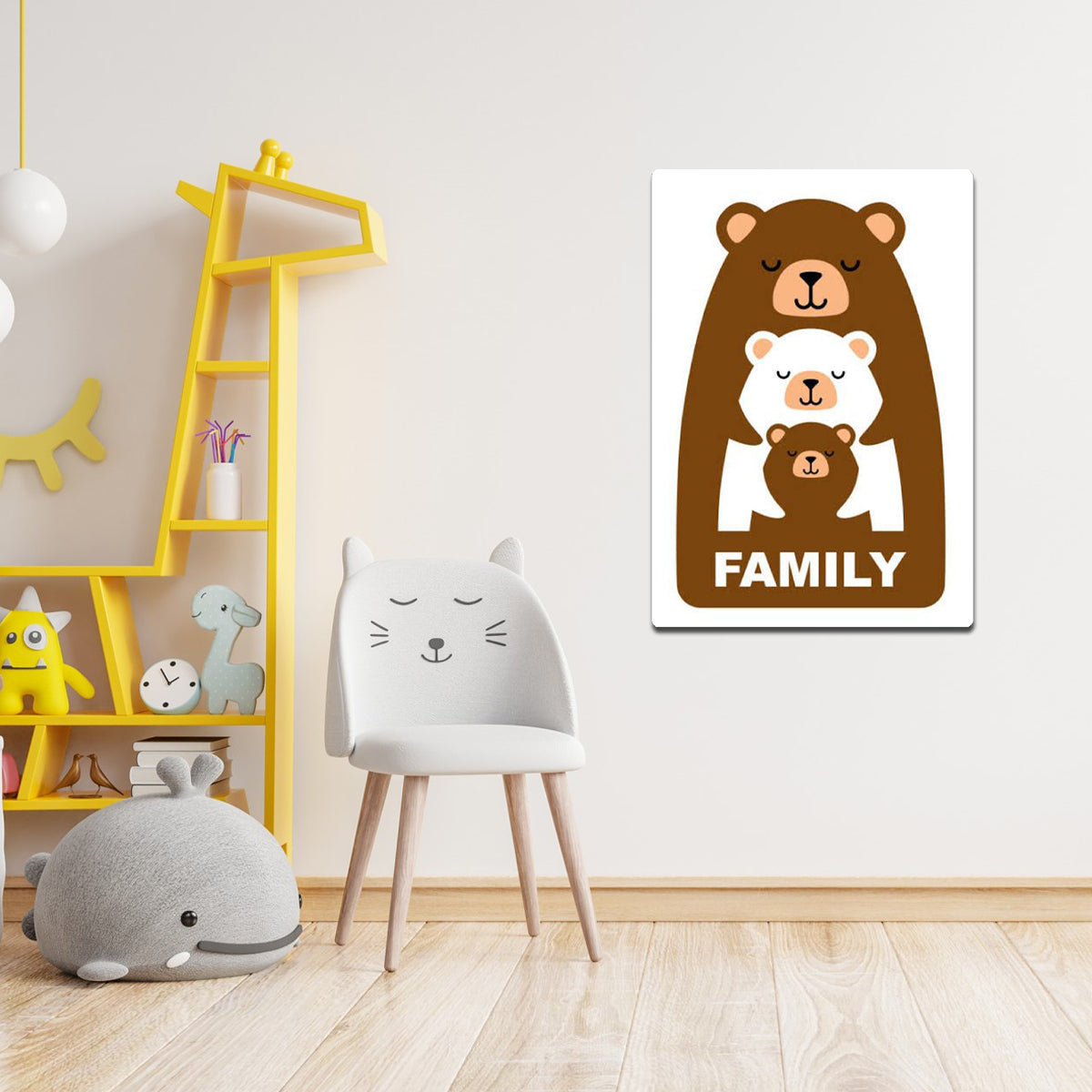 “Bear Family Love” Kids Metal  Wall Art