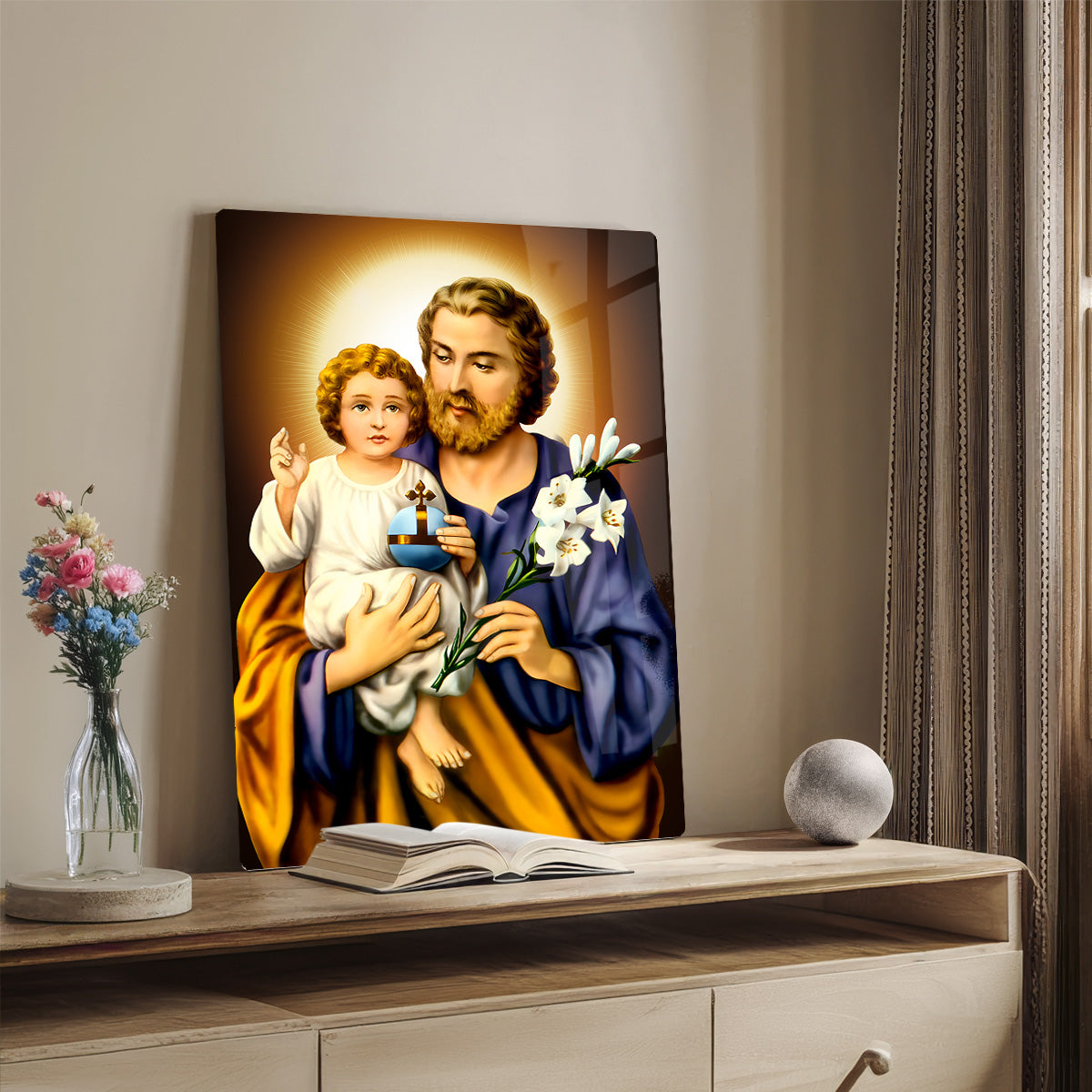 Saint Joseph and Child Jesus – Guardian of Love HD Metal Wall Art