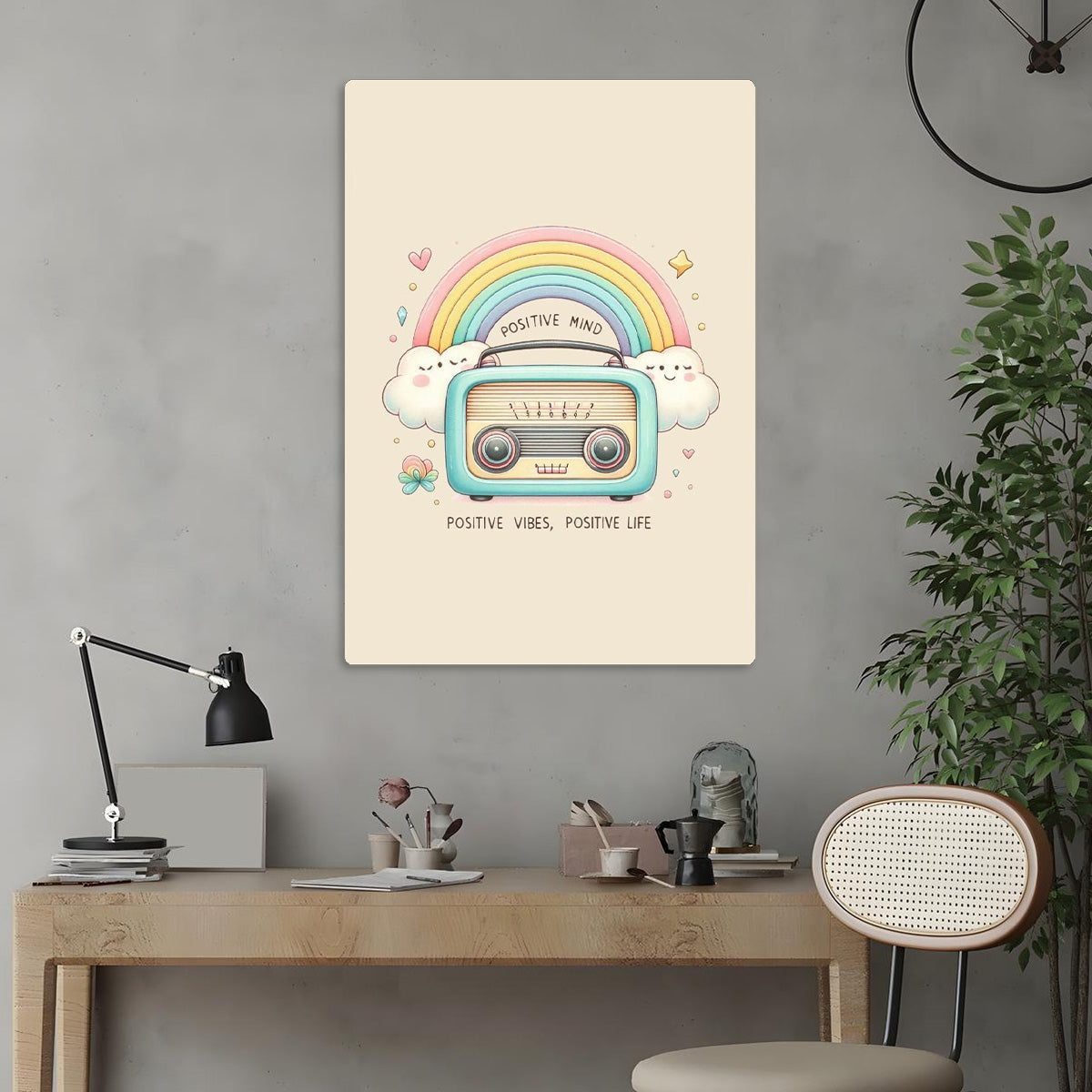 Positive Vibes Rainbow – Cute Aesthetic Metal Wall Art