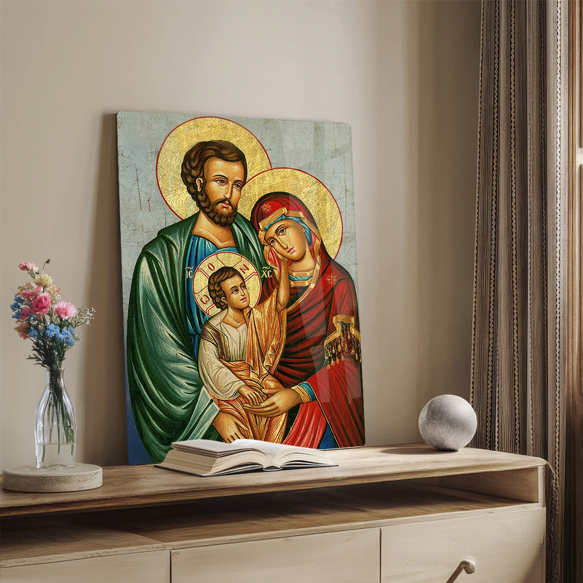 Holy Family Icon – Christian Metal  Wall Art