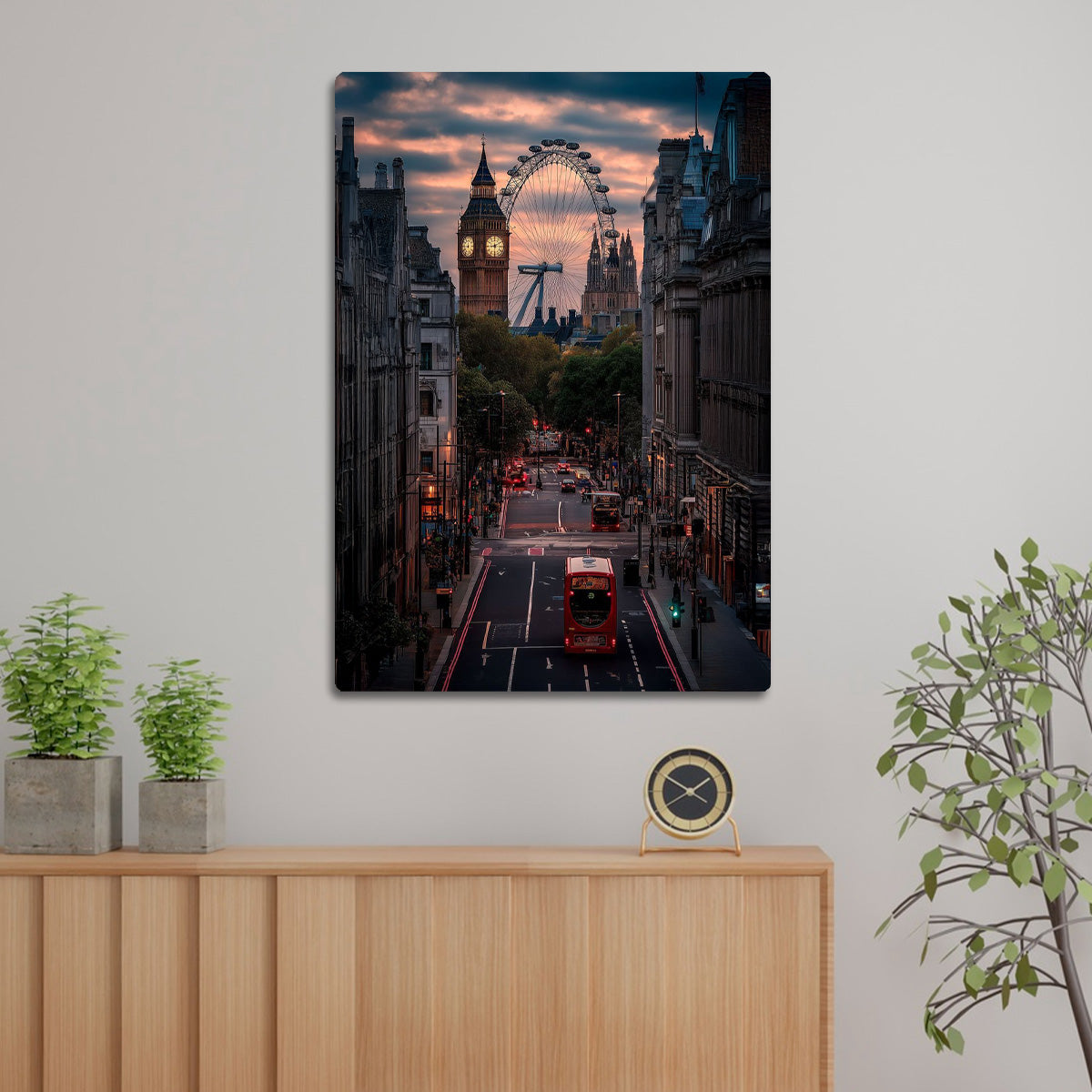 “Evening in London” – Big Ben & London Eye Metal  Wall Art
