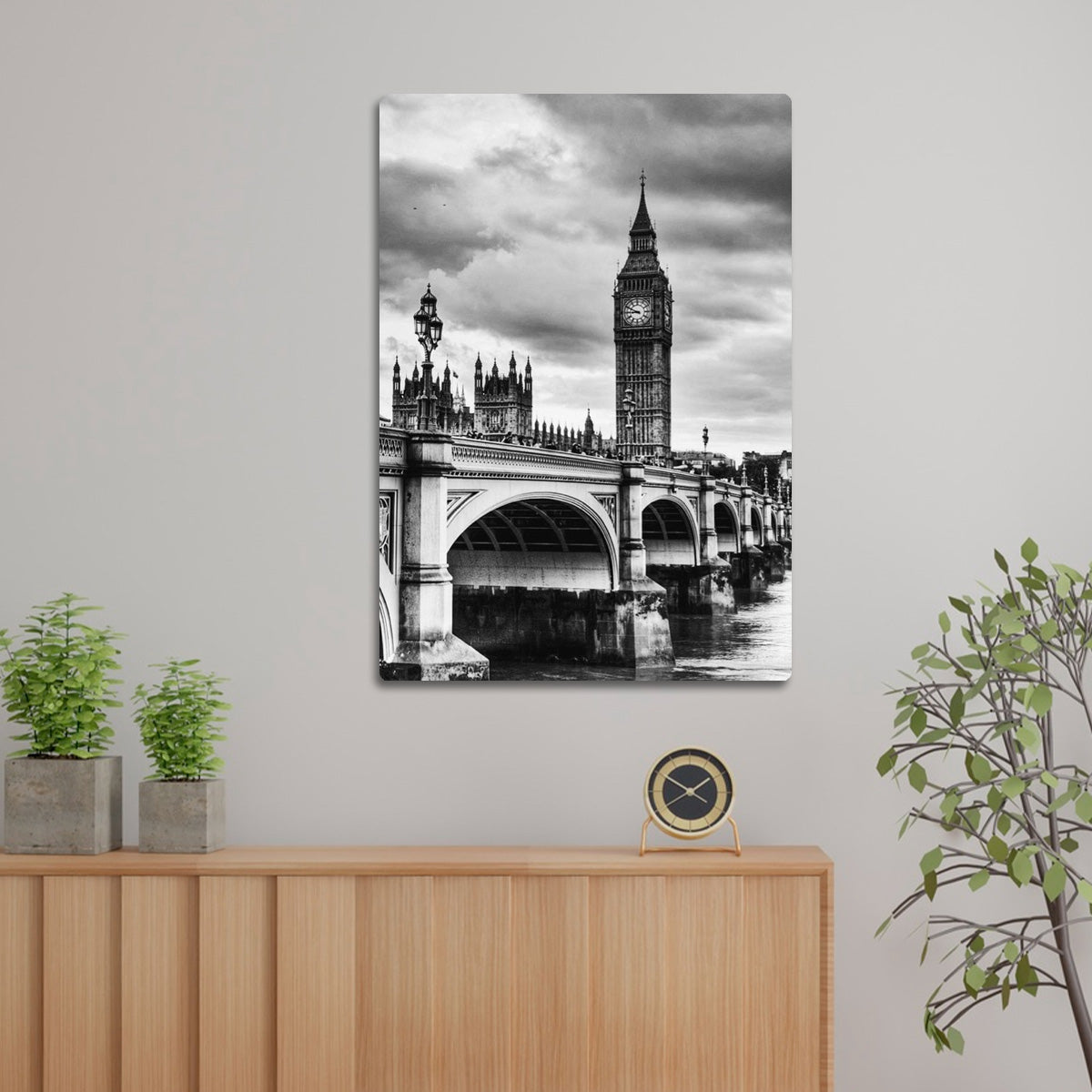 “Timeless London Bridge” – Black & White City  Metal Wall Art