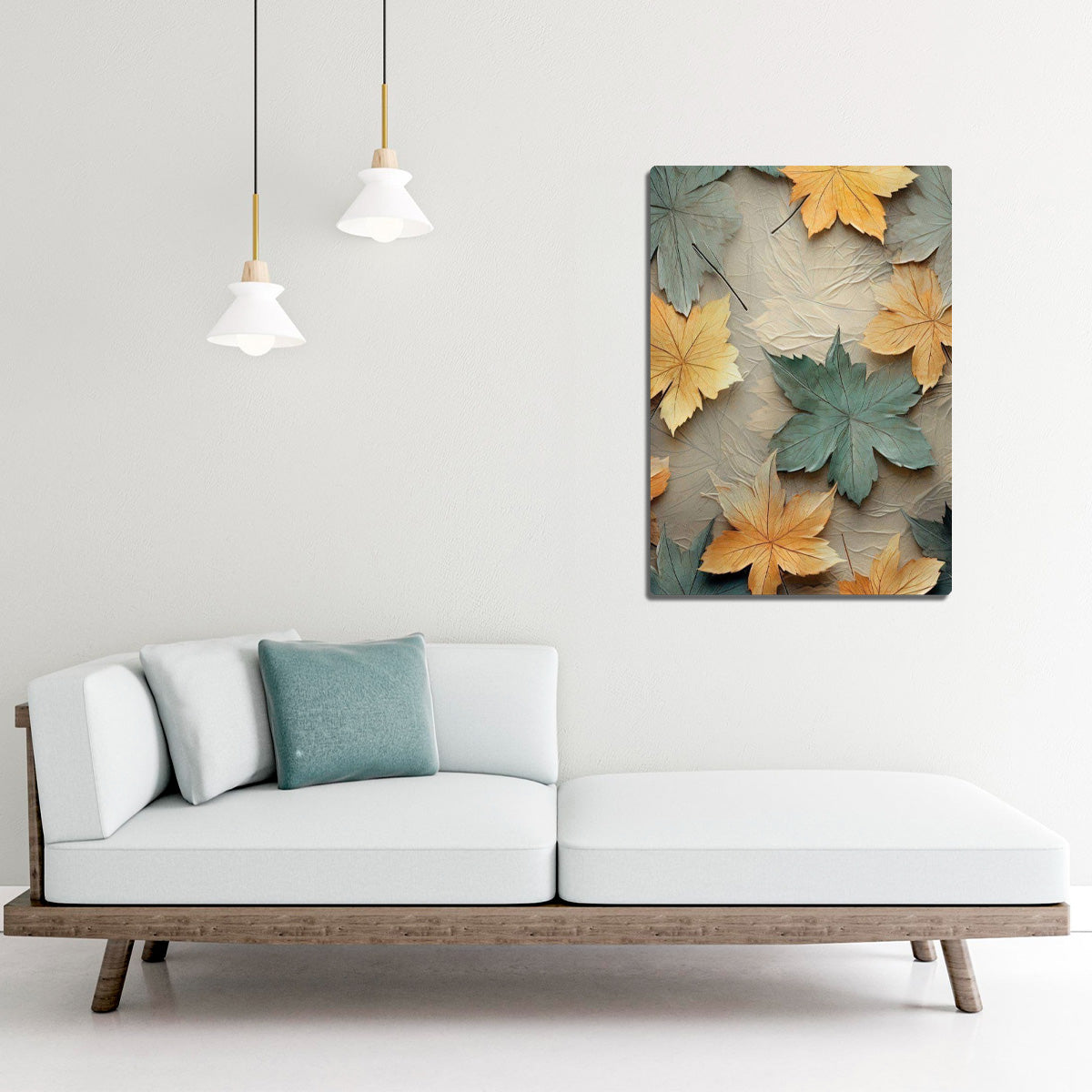Autumn Serenity Leaf Texture Metal Wall Art
