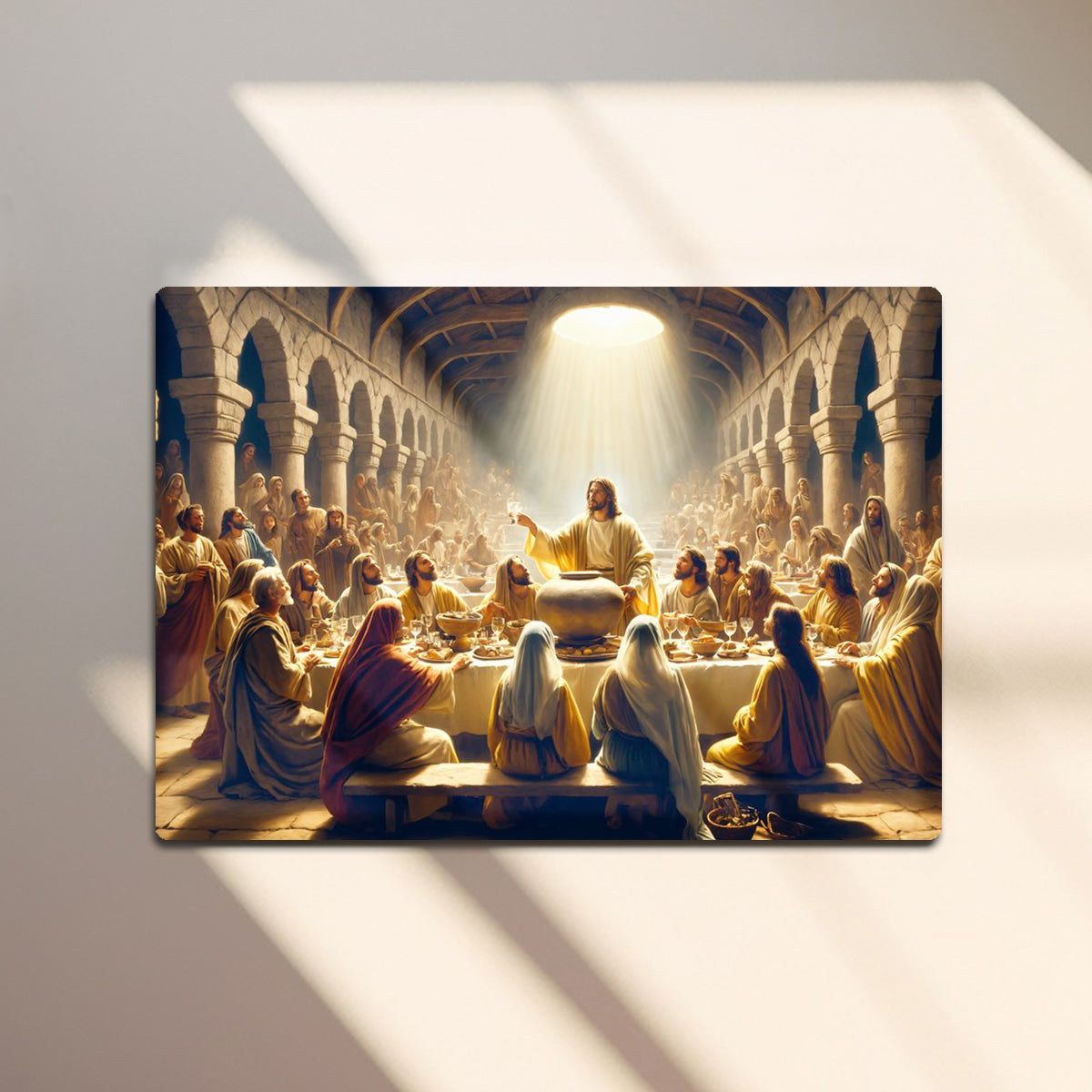 “The Last Supper of Light” – Jesus & Disciples Christian  Metal Wall Art