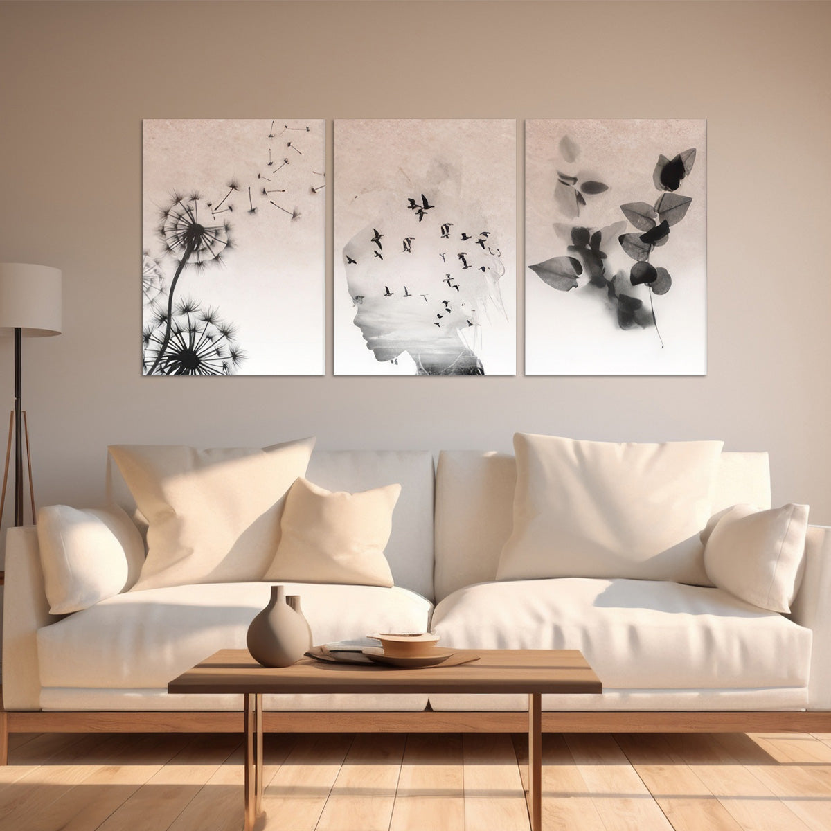 “Flight of Dreams” – 3-Panel Abstract Nature Metal Wall Art