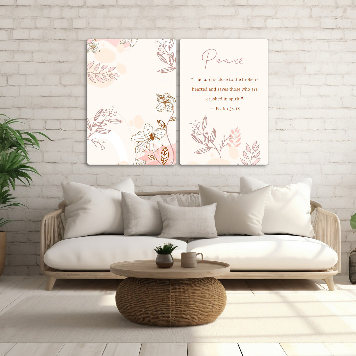 Peace – Psalm 34:18 - 2 Panel Metal  Wall Art