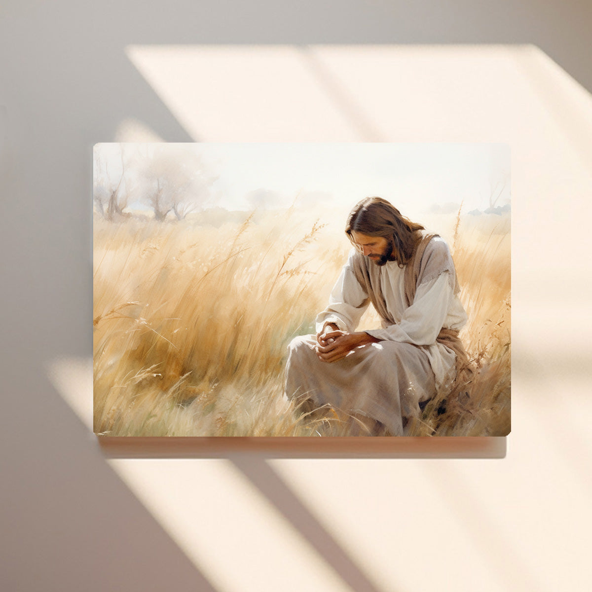 Silent Faith – HD Metal Christian Wall Art of Jesus in Prayer