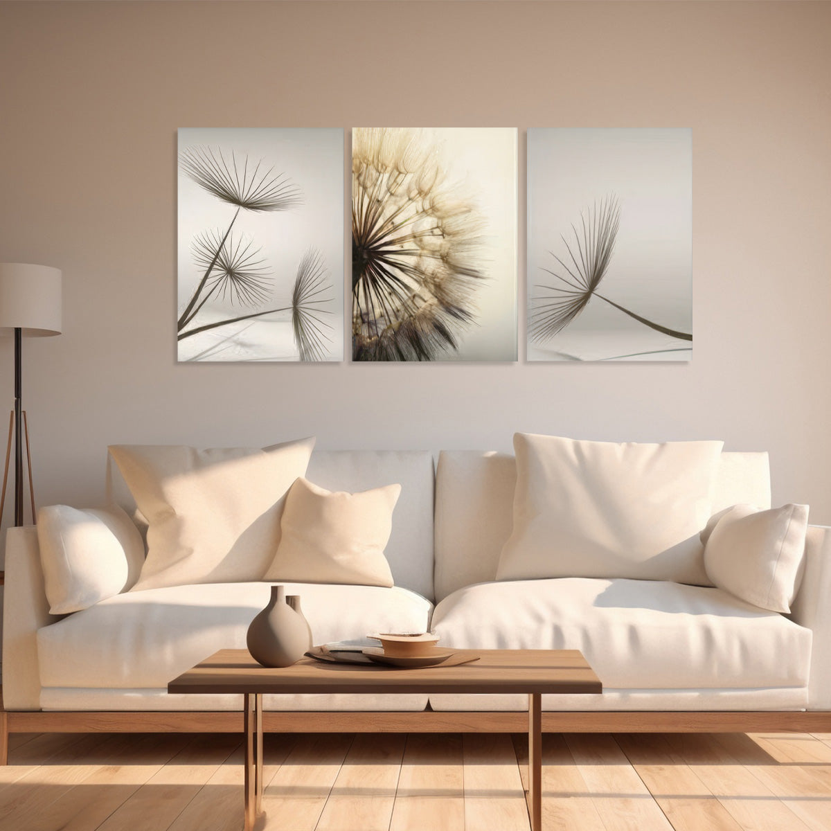 “Whispers of Nature” – 3-Panel Dandelion Metal Wall Art
