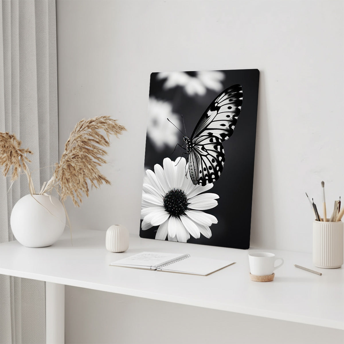 “Whispers of Nature” – Butterfly on Daisy  Metal Wall Art