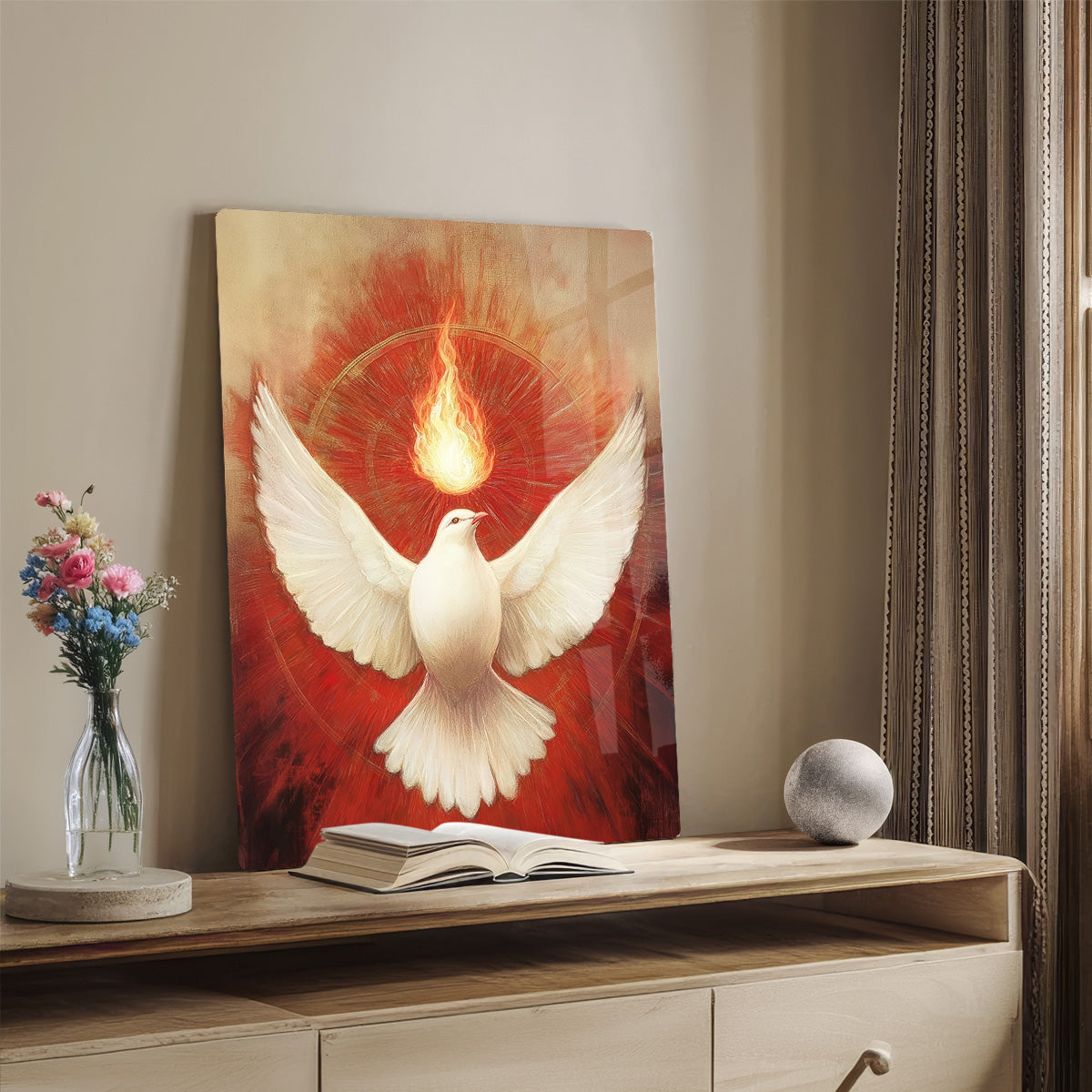 “Holy Spirit Flame” – Dove of Peace Christian Metal  Wall Art