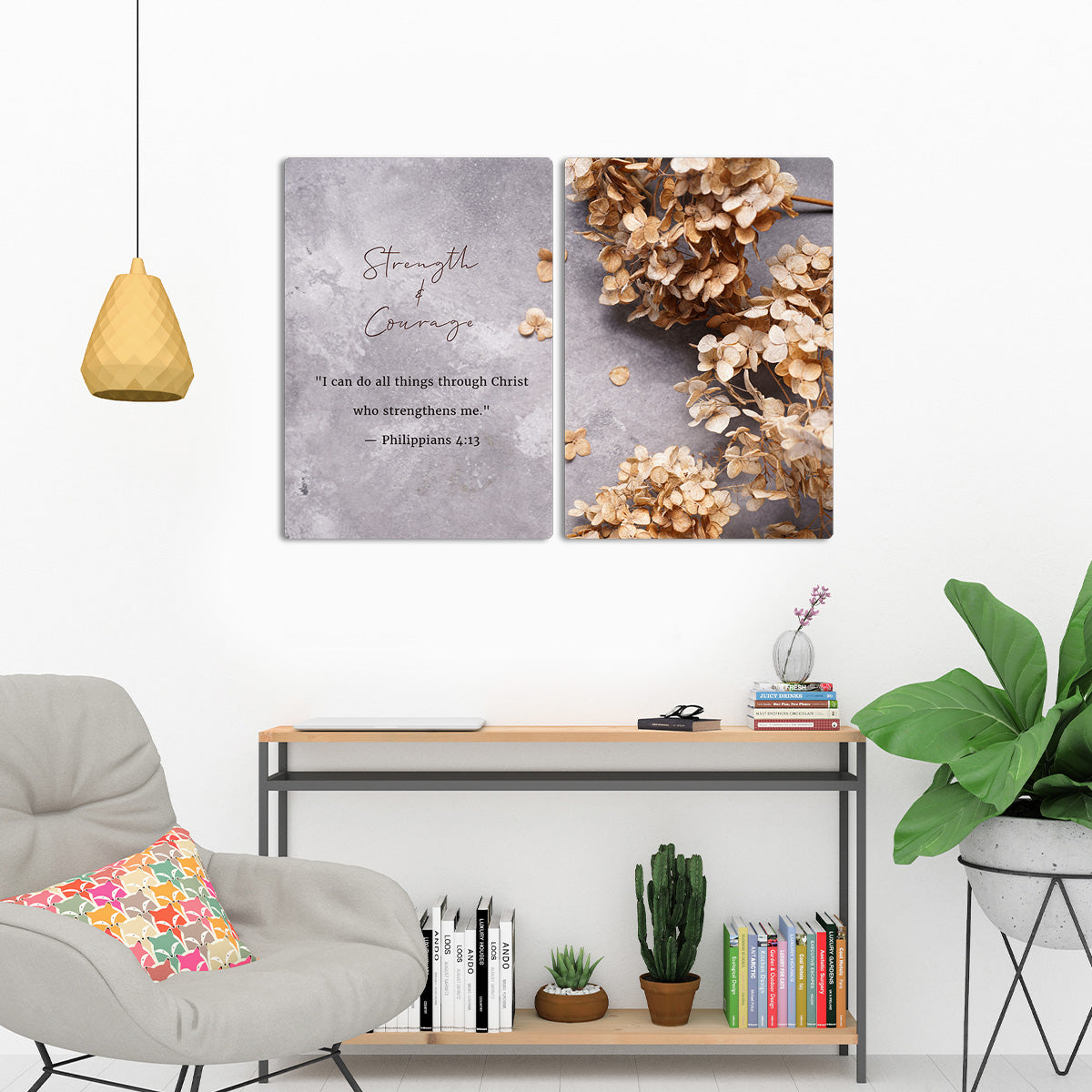 Philippians 4:13 Inspirational Christian  - 2 Panel Metal Wall Art