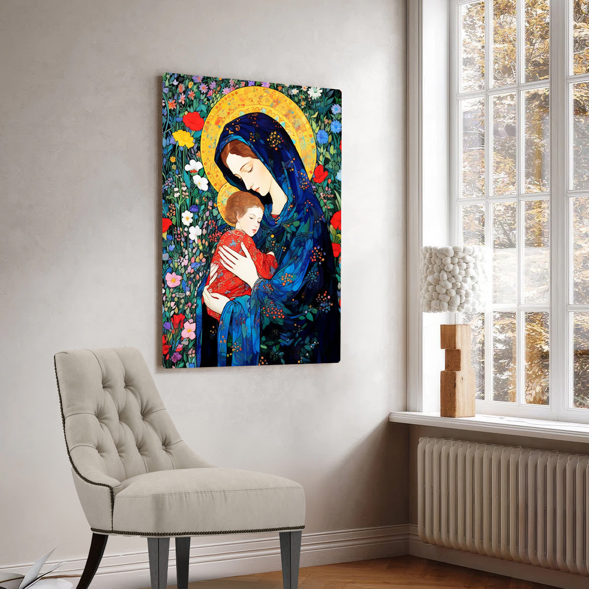 Garden of Grace – Mother Mary & Jesus HD Metal Wall Art