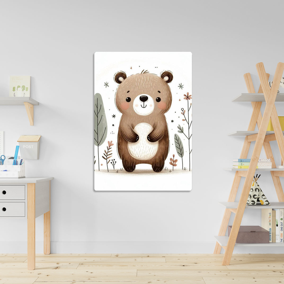Cute Baby Bear Nursery Metal Wall Art