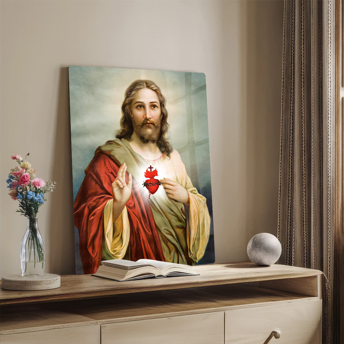 Jesus Christ Sacred Heart – Faith & Light Metal Wall Art