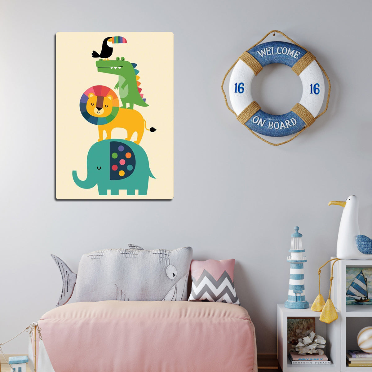 "Animal Friends Tower" Kids Metal Wall Art
