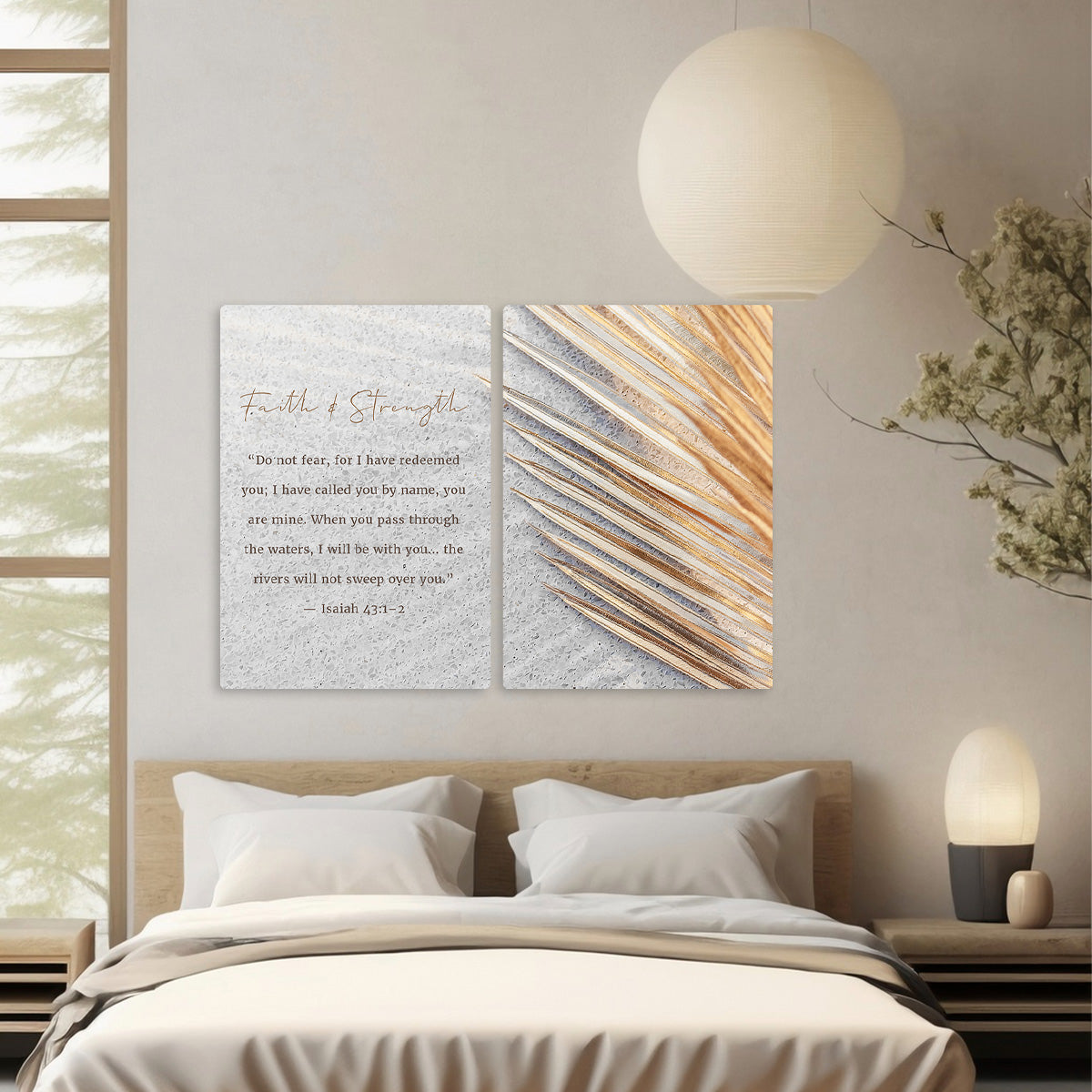 Isaiah 43:1-2  – Faith & Strength Christian Quote- 2 Panel Metal Wall Art