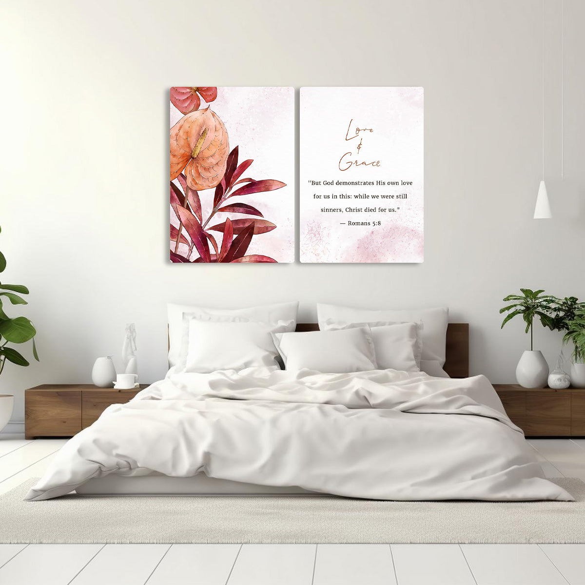 Love & Grace – Romans 5:8 - 2 Panel Metal Wall Art