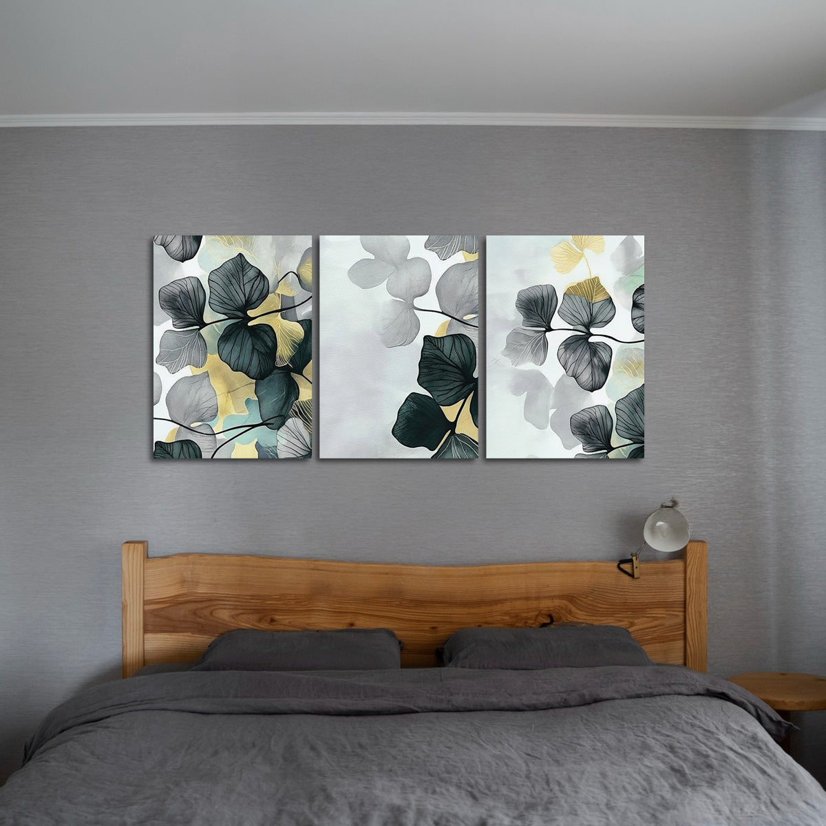 "Ginkgo Whisper" – 3-Panel Metal Wall Art