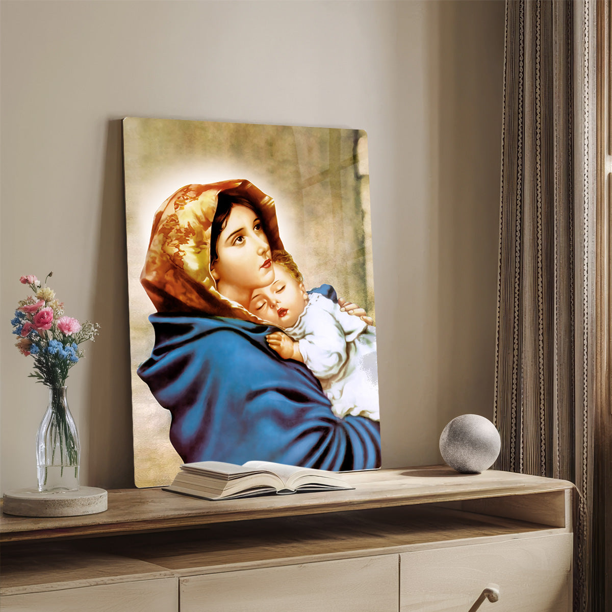 Mother Mary and Baby Jesus – Divine Comfort HD Metal Wall Art