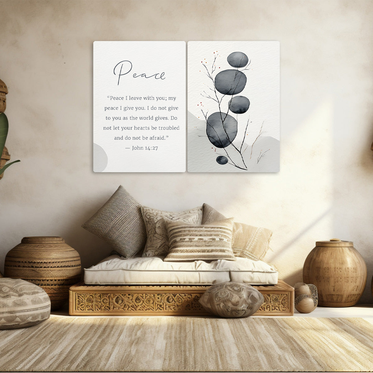 Faith & Calm Bible Quote - 2 Panel Metal Wall Art