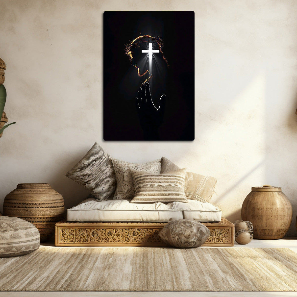 “Light of Salvation” – Christian Wall Art | Jesus & Cross HD Metal Print
