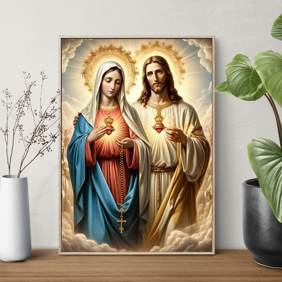 Sacred Hearts of Jesus and Mary – Divine Love HD Metal Wall Art