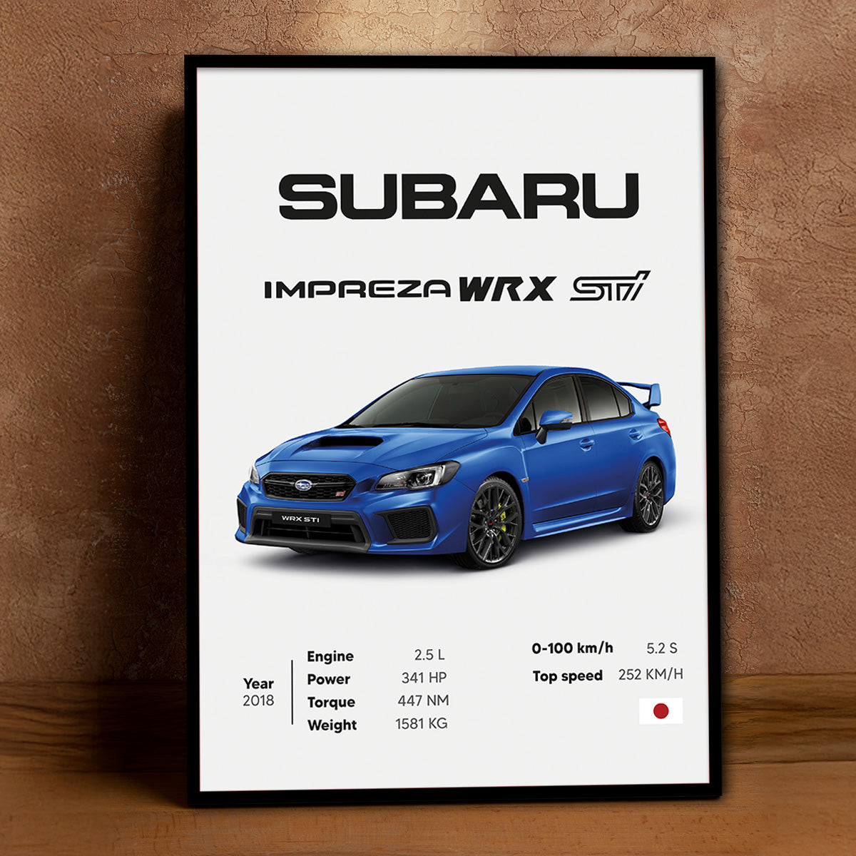 Subaru WRX STI Metal Wall Art