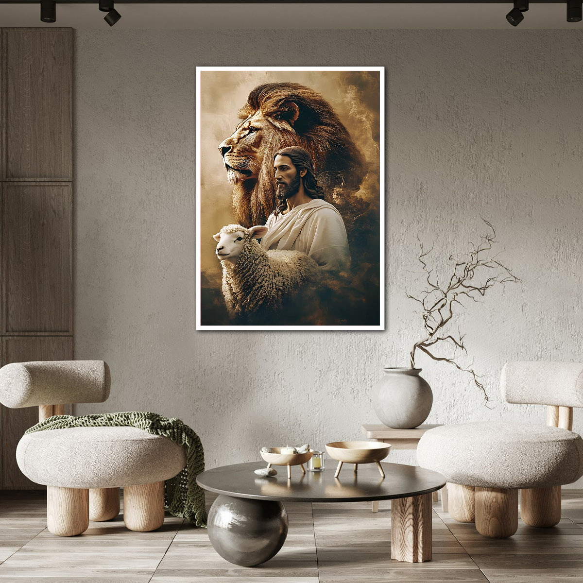 “Power and Peace” – Jesus with Lion and Lamb Metal  Wall Art