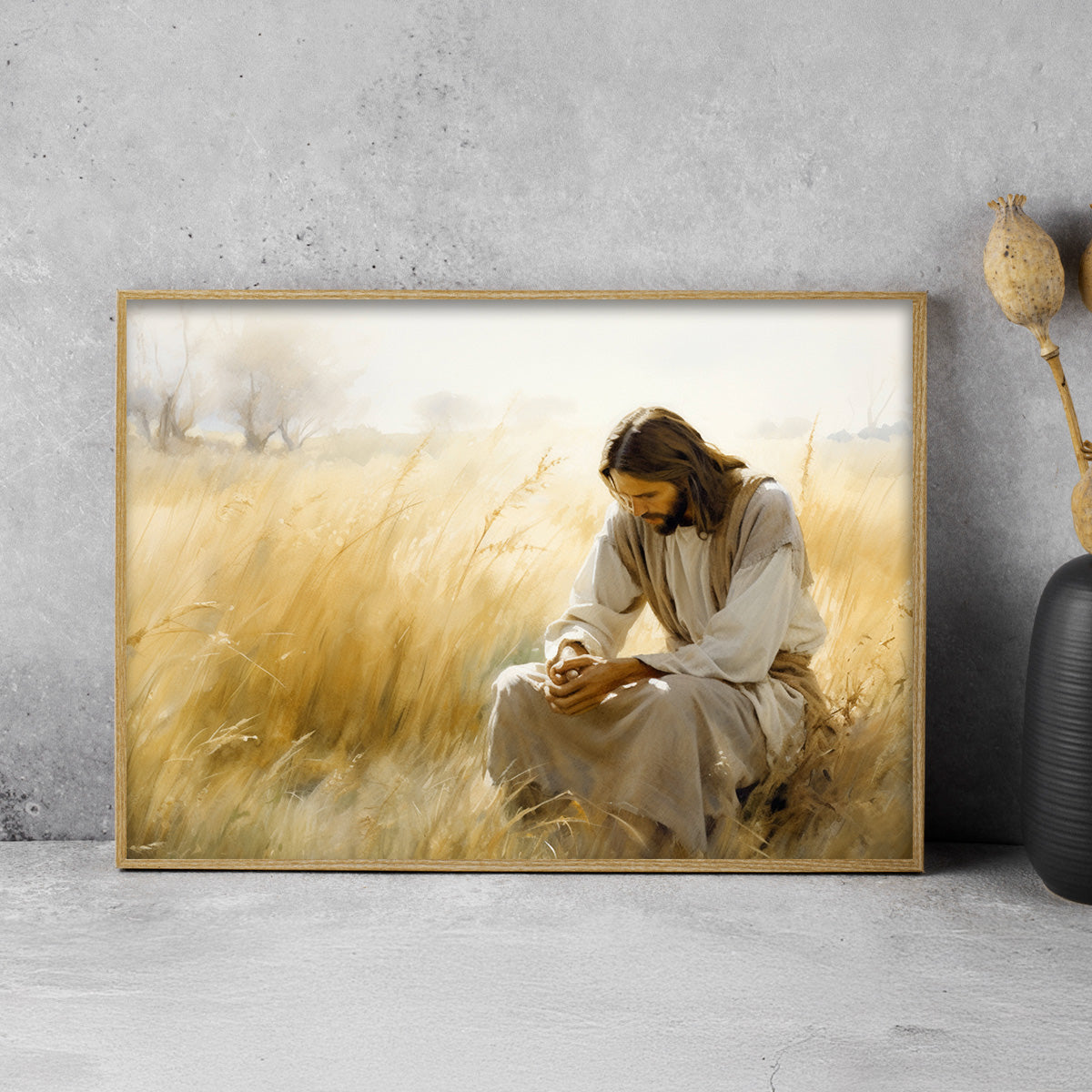 Silent Faith – HD Metal Christian Wall Art of Jesus in Prayer