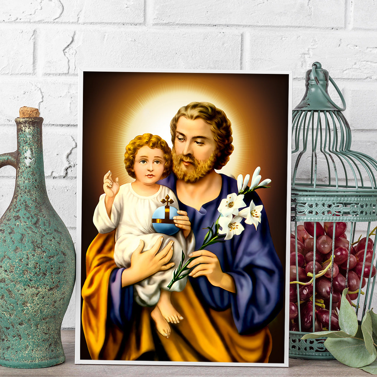 Saint Joseph and Child Jesus – Guardian of Love HD Metal Wall Art